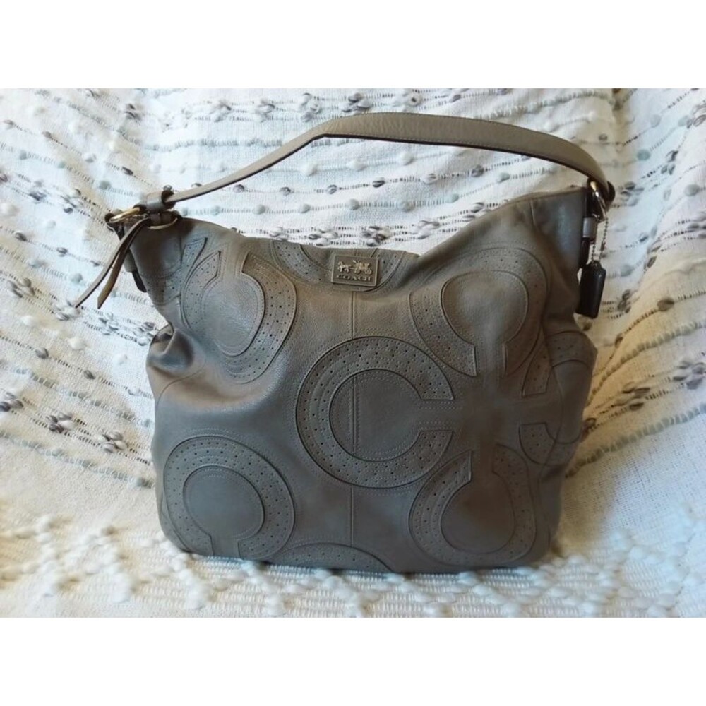 Coach Madison 17818 Metallic Grey Optic C Large Handbag Hobo